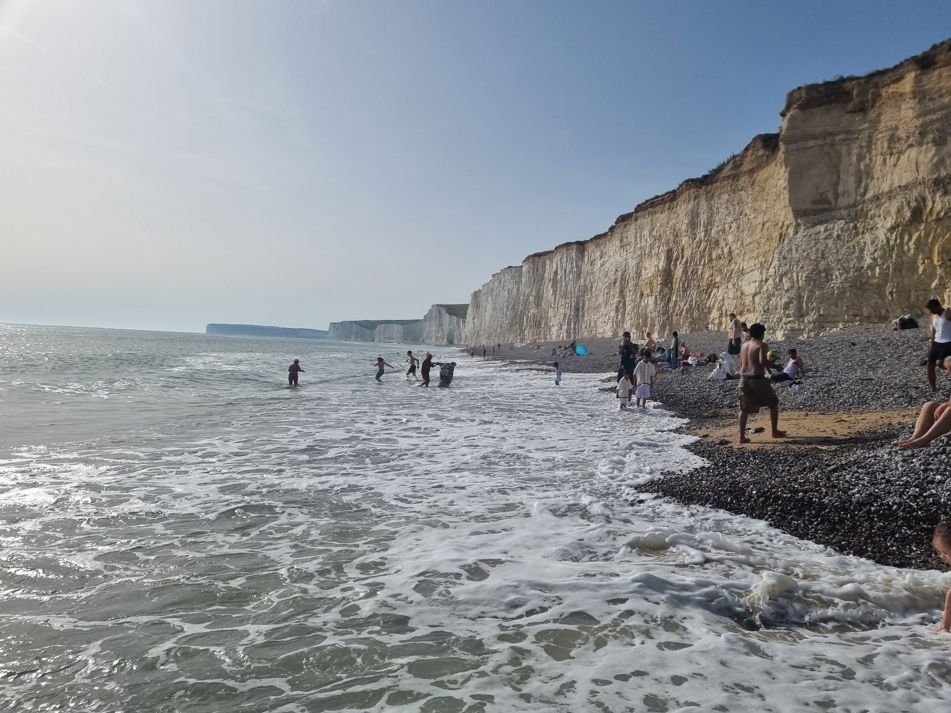 Birling Gap beach — swimming below the chalk cliffs.