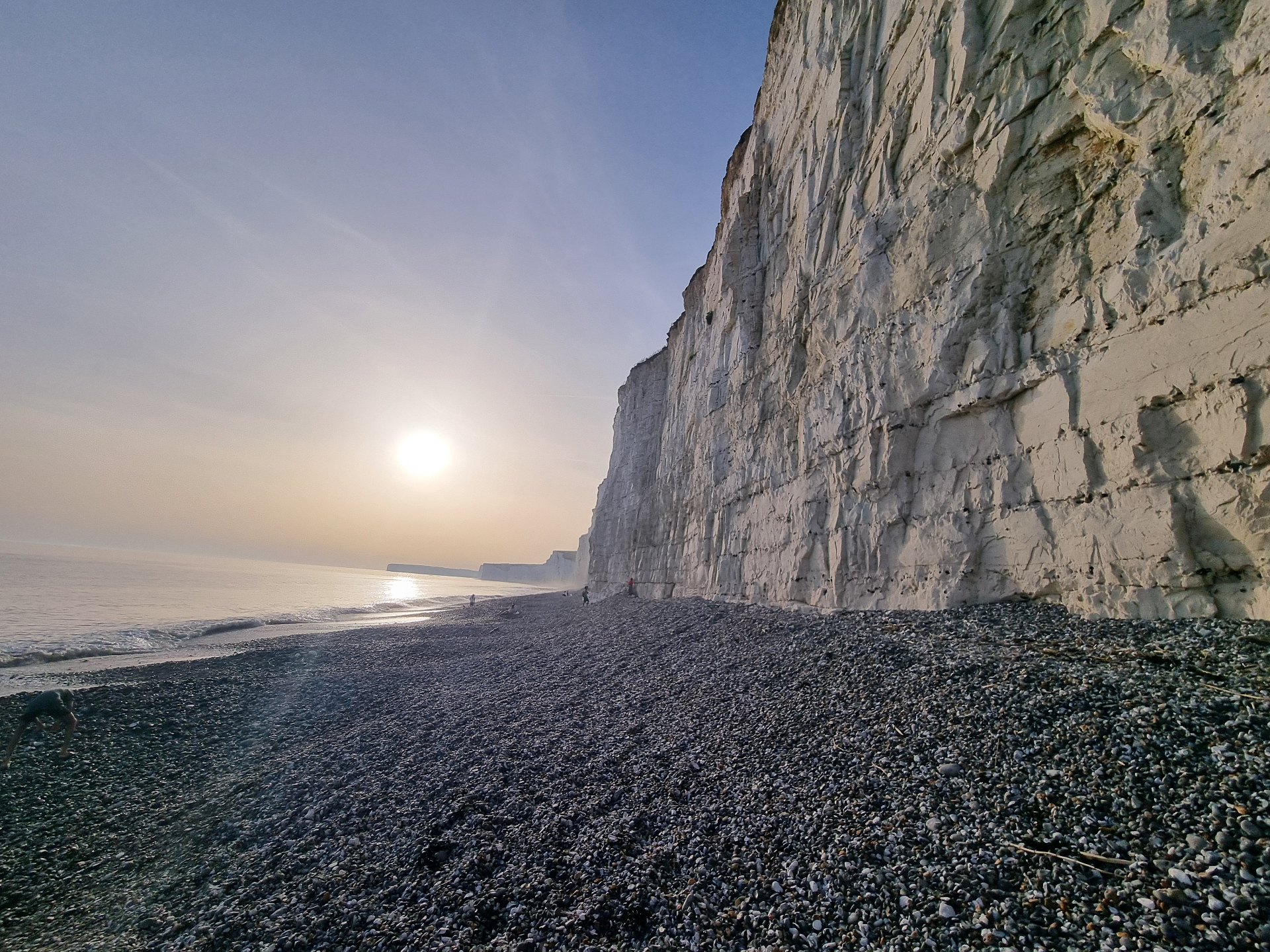 Golden hour on the pebble shore.